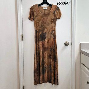 Maxi Dress, Brown Blue Pink Vintage (90s) Software Petites by Mark Singer, 2P